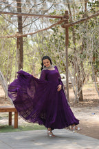 Purple Women Embroidered Anarkali Kurta Set