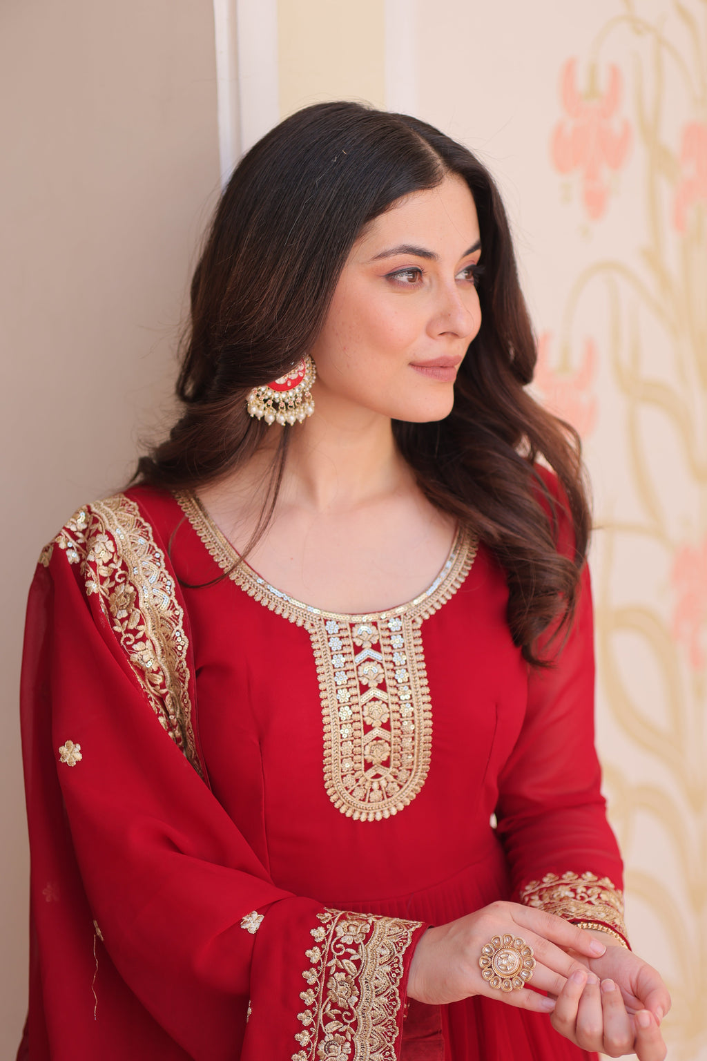 Women Maroon Embellished Anarkali Dress Designer Gown for Women | Evening Gown