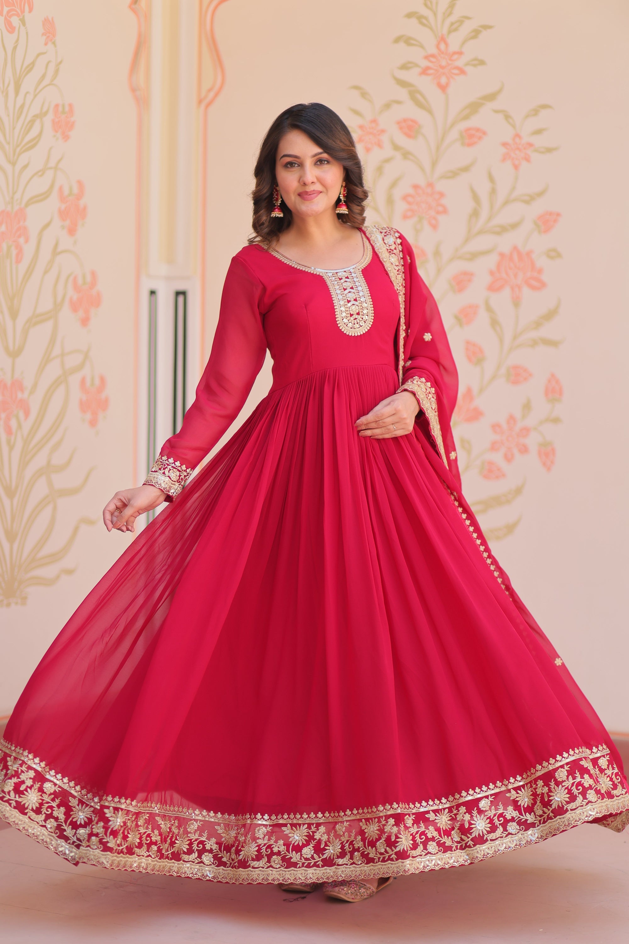 Women Rani Embellished Anarkali Dress Designer Gown for Women | Evening Gown
