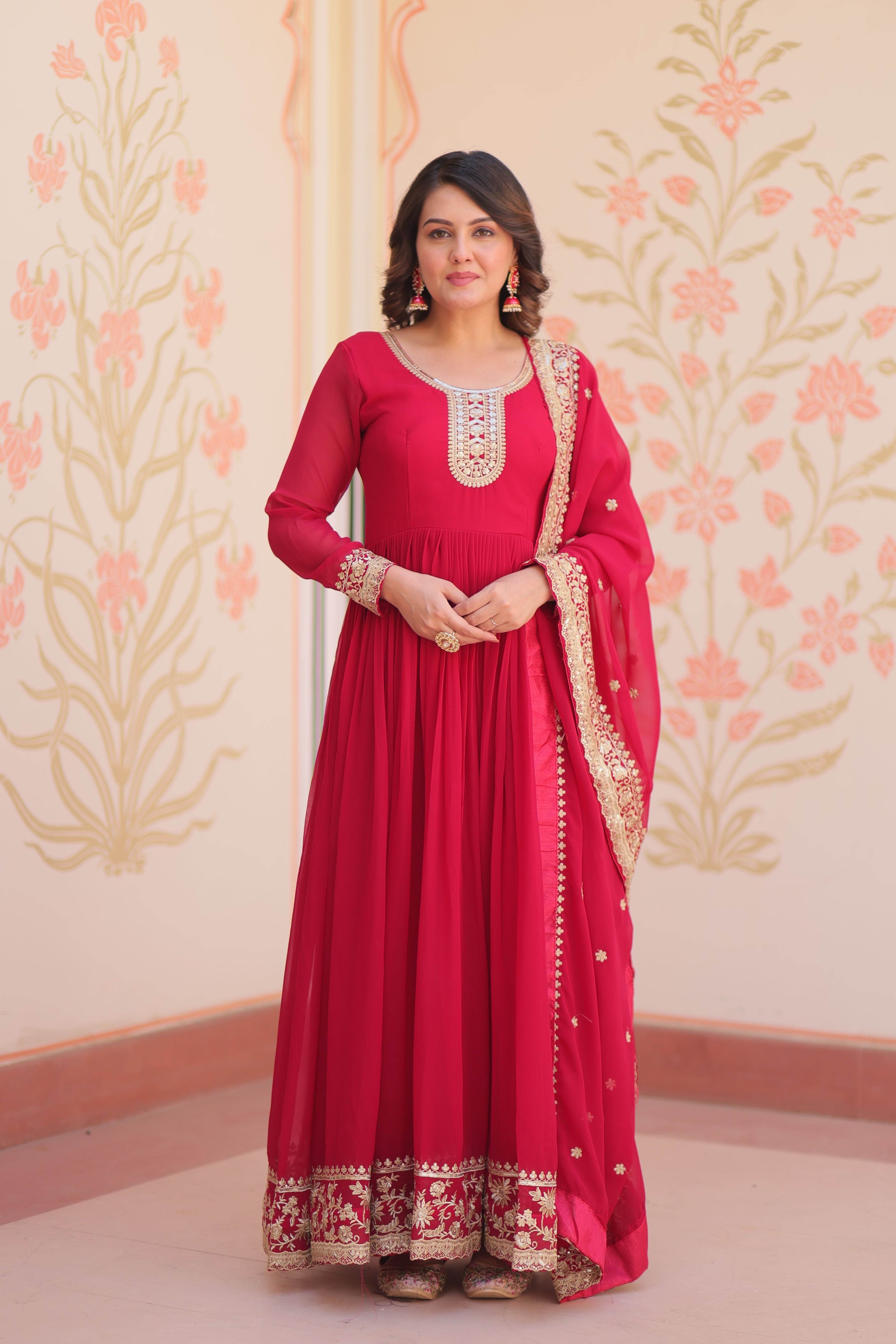 Women Rani Embellished Anarkali Dress Designer Gown for Women | Evening Gown