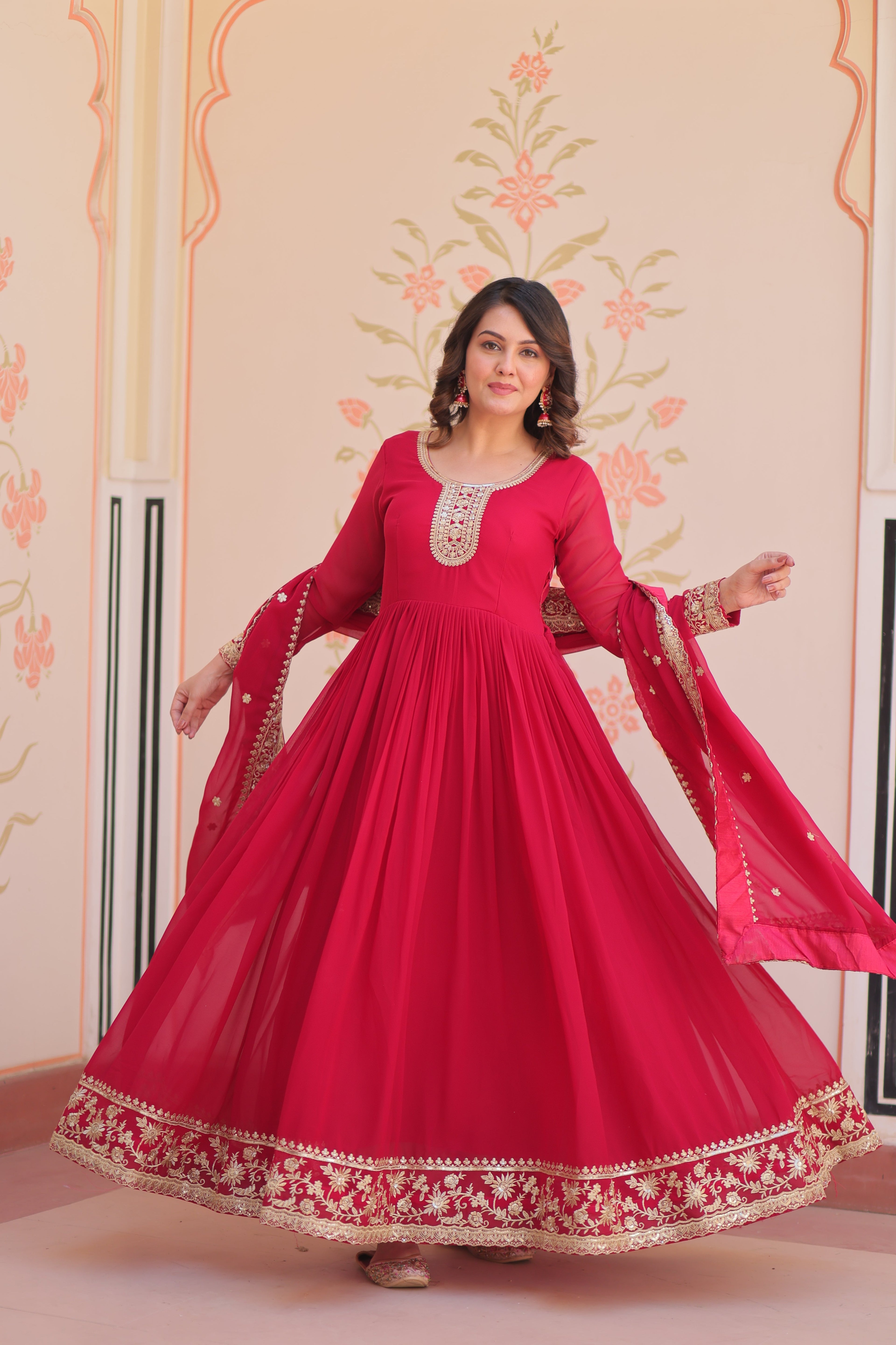 Women Rani Embellished Anarkali Dress Designer Gown for Women | Evening Gown