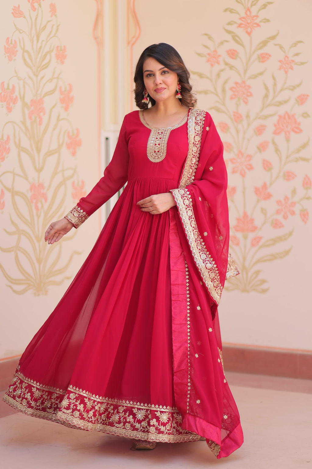 Women Rani Embellished Anarkali Dress Designer Gown for Women | Evening Gown
