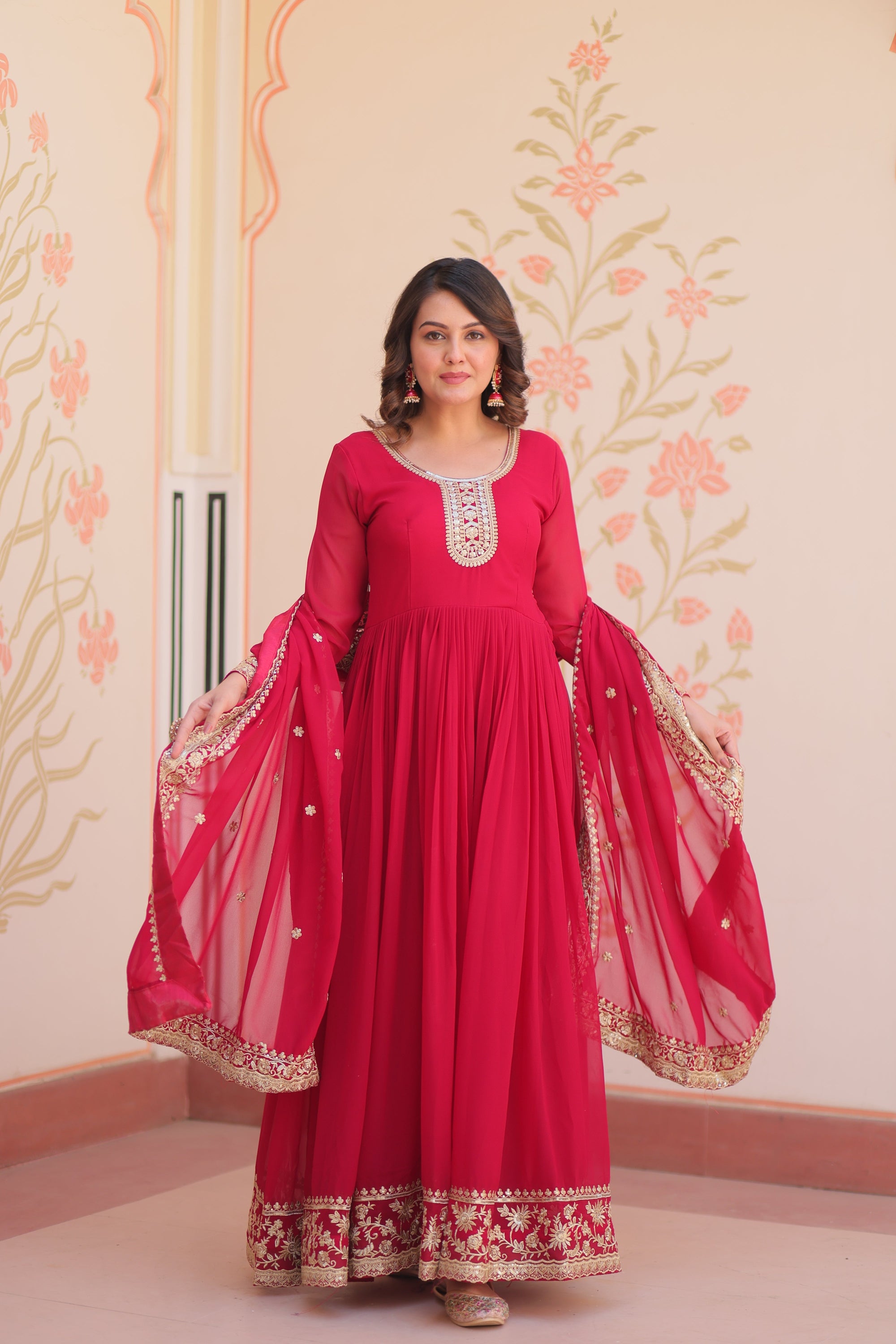 Women Rani Embellished Anarkali Dress Designer Gown for Women | Evening Gown