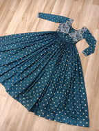 Premium Readymade Gown with Position Print Choli Design With Staple Jequard