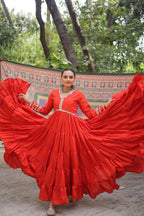 Good-looking Orange Rayon Festival Wear Gown With Printed Dupatta