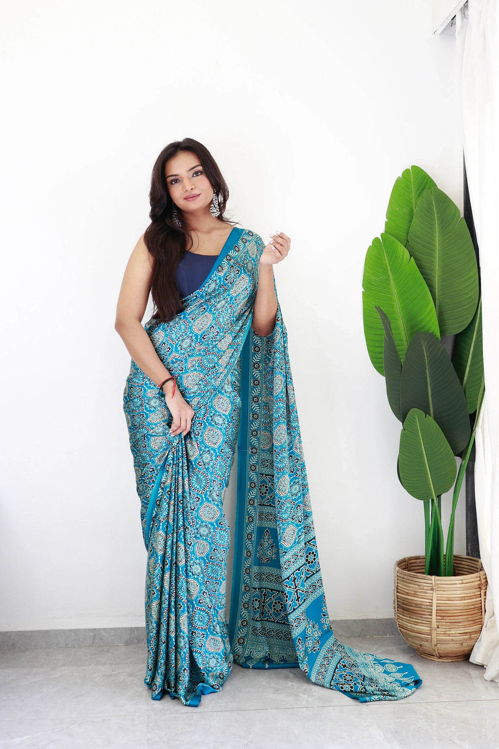 Rama Ajrakh Printed Soft Modal Silk Natural Print Saree