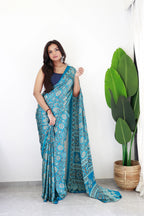 Rama Ajrakh Printed Soft Modal Silk Natural Print Saree