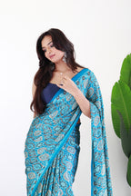 Rama Ajrakh Printed Soft Modal Silk Natural Print Saree