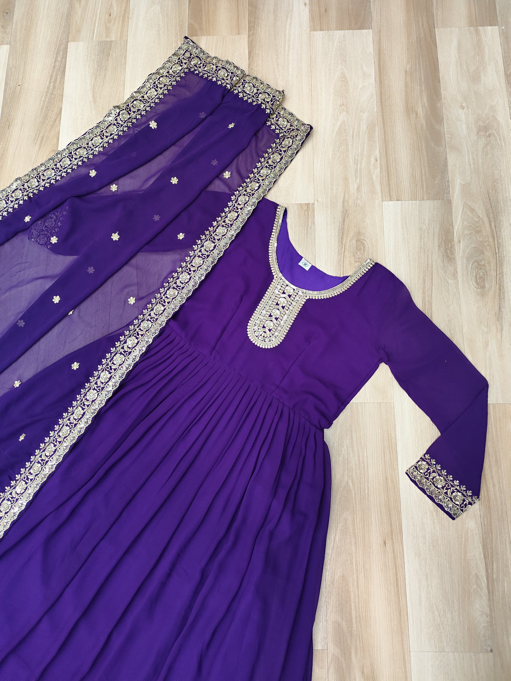 Women Purple Embellished Anarkali Dress Designer Gown for Women | Evening Gown