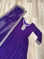 Women Purple Embellished Anarkali Dress Designer Gown for Women | Evening Gown