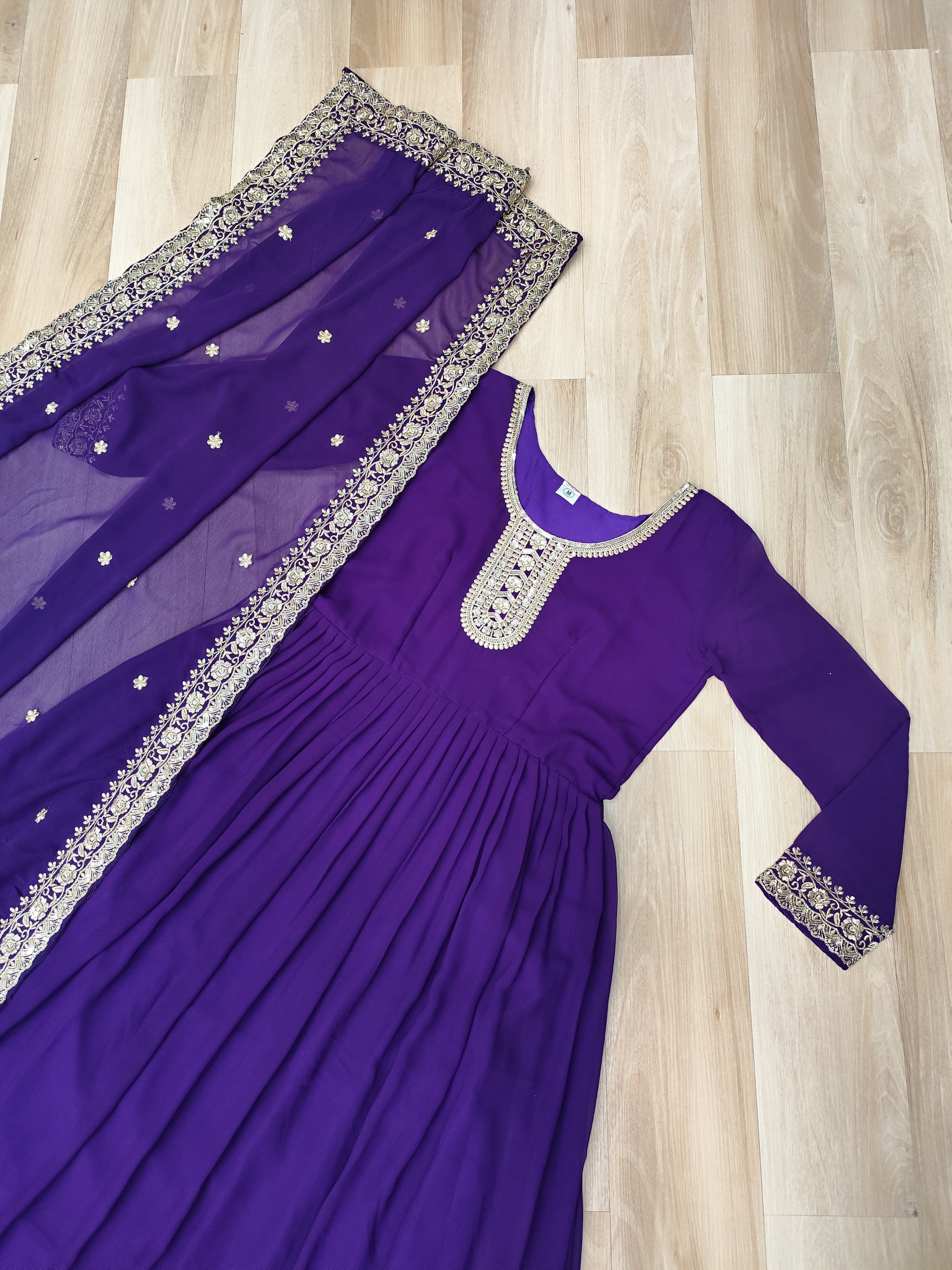 Women Purple Embellished Anarkali Dress Designer Gown for Women | Evening Gown