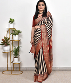 AJRAKH DOLA SILK SAREE WITH NAKSHI ZARI PALLU