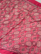Pink Ajrakh Hand Block Modal Silk Saree With Fancy Ajrakh Pallu