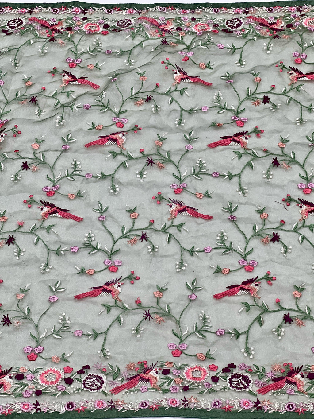 Tissue Organza With Beautiful Multi Embroidery C-Pallu Work