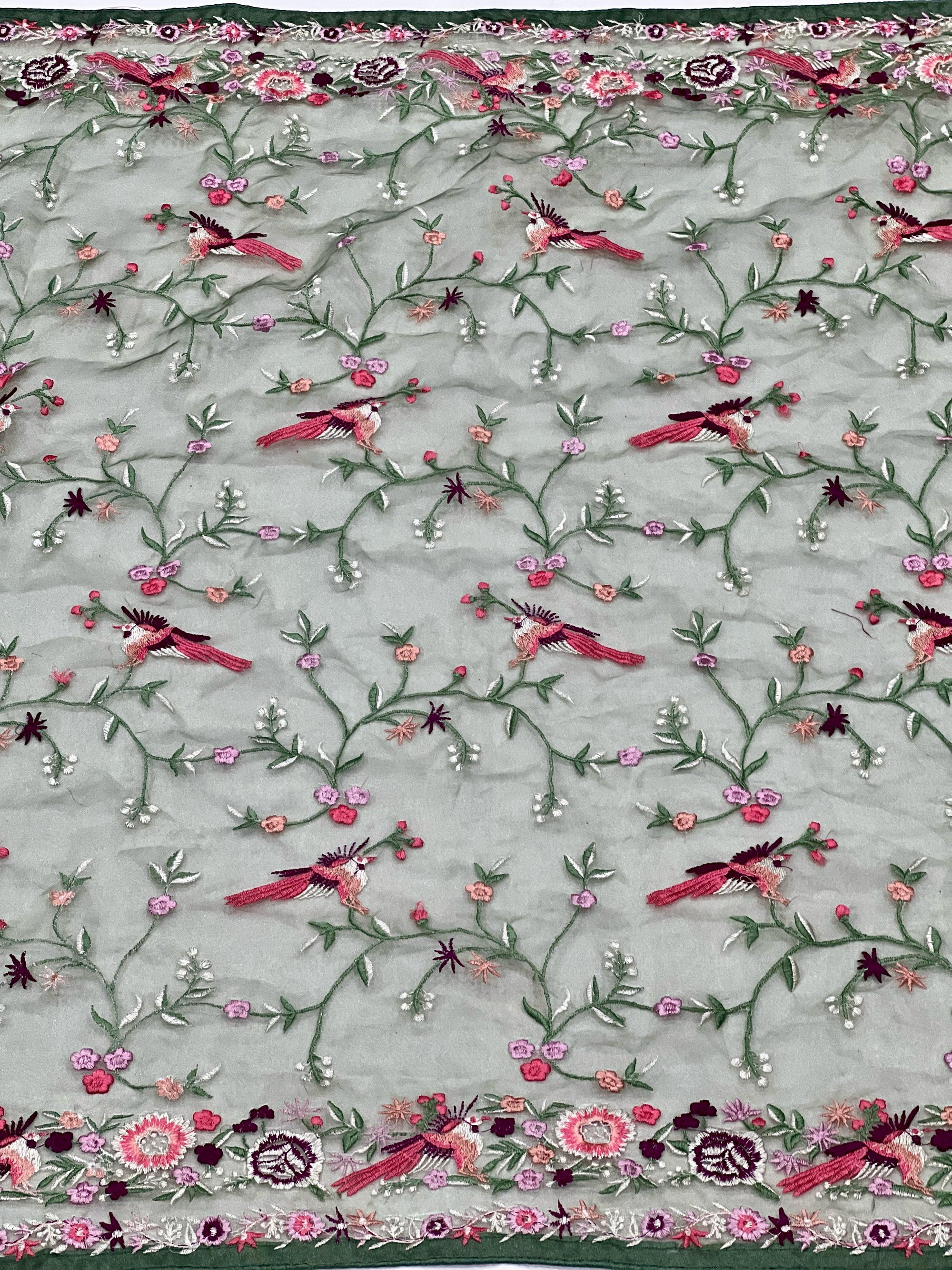 Tissue Organza With Beautiful Multi Embroidery C-Pallu Work