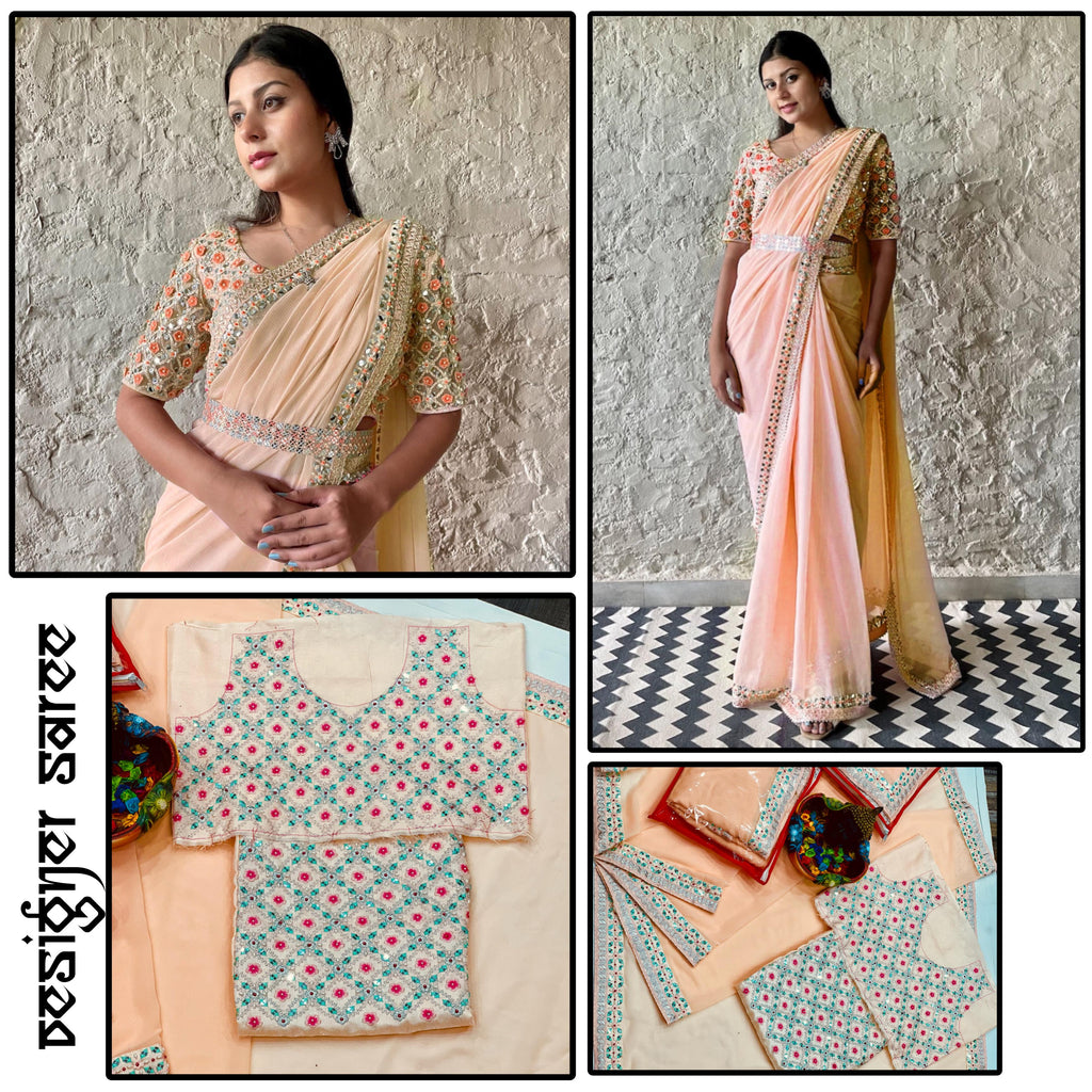 Exclusive Beautiful  Embroidery Work Saree