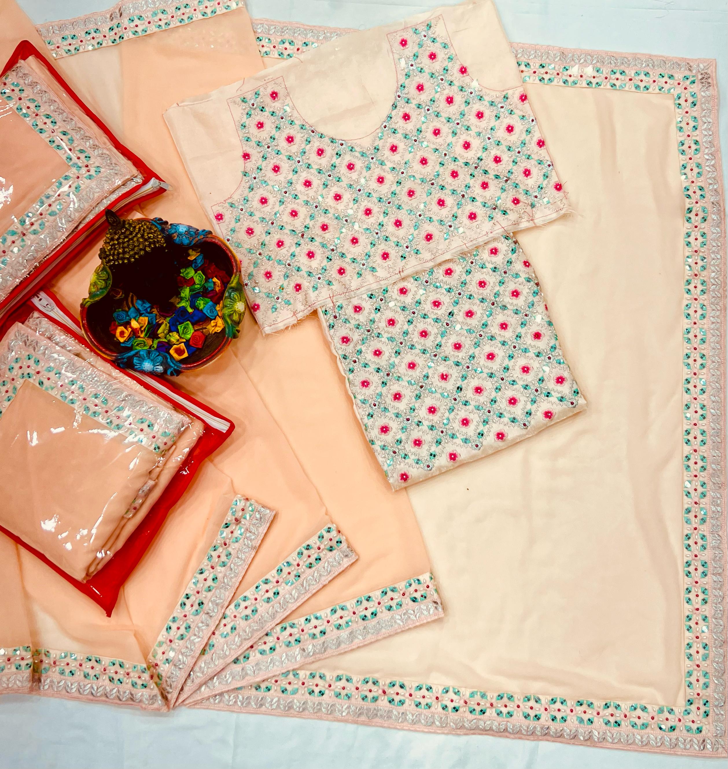 Exclusive Beautiful  Embroidery Work Saree
