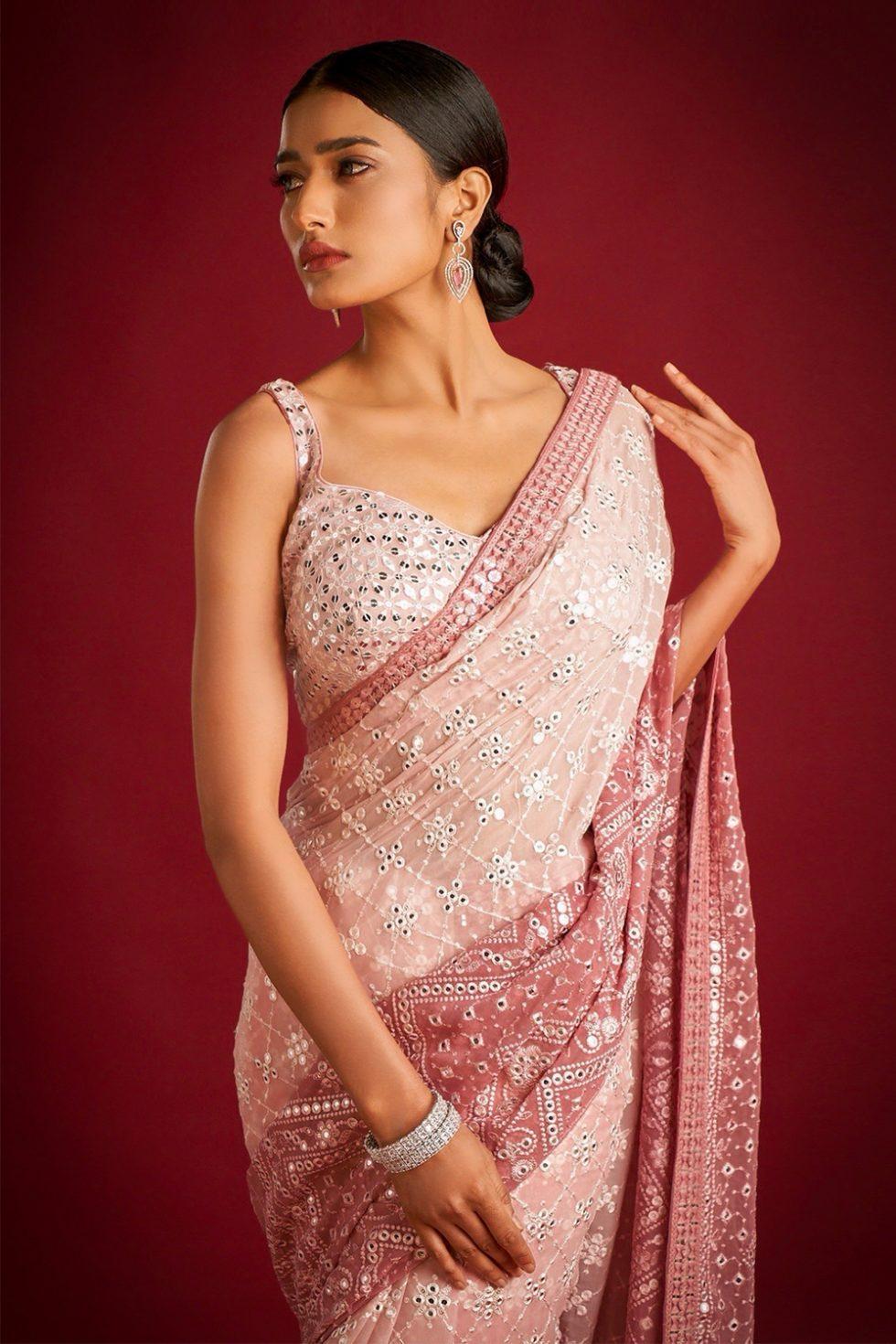 Heavy Fox Georgette With Pedding Print And 7.MM Sequence + Multi🔖 Work In Allover Saree