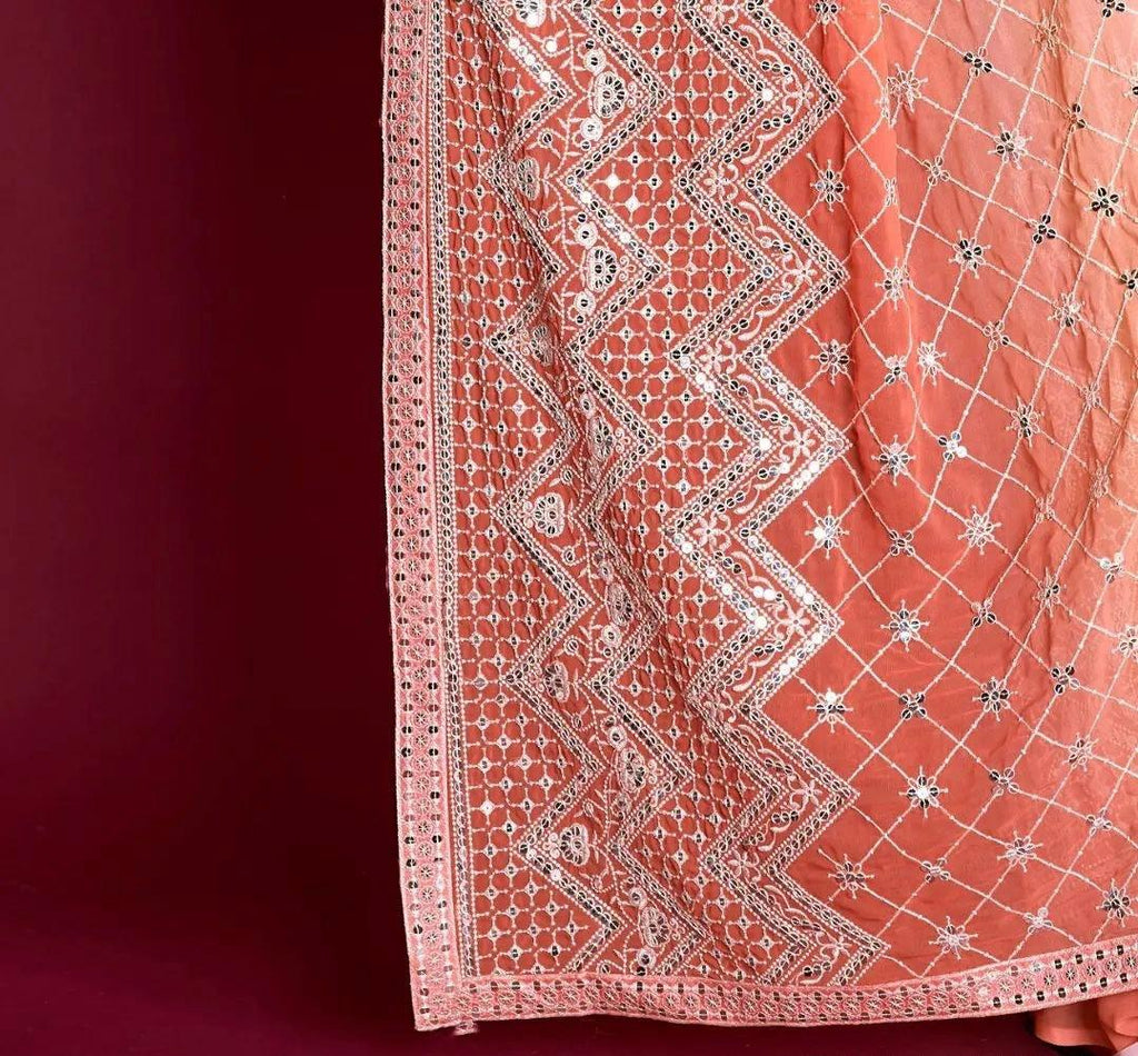 Heavy Fox Georgette With Pedding Print And 7.MM Sequence + Multi🔖 Work In Allover Saree