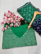 Heavy Fox Georgette With Peddling Print And 7.MM Sequence + Multi🔖 Work In Allover Saree