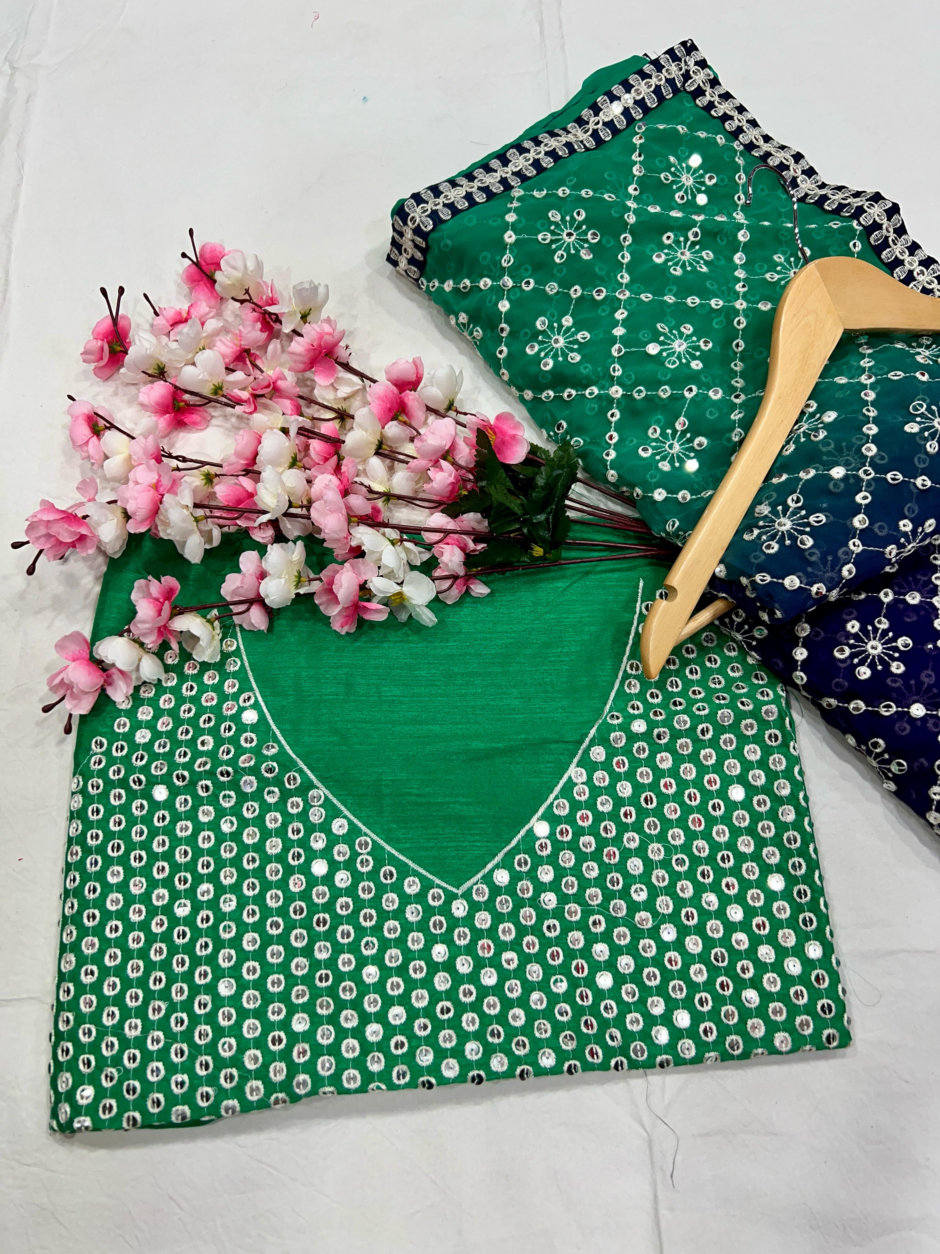 Heavy Fox Georgette With Peddling Print And 7.MM Sequence + Multi🔖 Work In Allover Saree