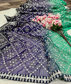 Heavy Fox Georgette With Peddling Print And 7.MM Sequence + Multi🔖 Work In Allover Saree