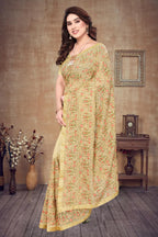 Heavy Fox Georgette With Multi + Zari Embroidery &amp; 3.MM Sequence In Pallu_Skirt Work Saree And Readymade Embroidery Lace Work