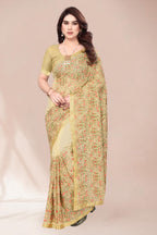 Heavy Fox Georgette With Multi + Zari Embroidery &amp; 3.MM Sequence In Pallu_Skirt Work Saree And Readymade Embroidery Lace Work