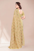 Heavy Fox Georgette With Multi + Zari Embroidery &amp; 3.MM Sequence In Pallu_Skirt Work Saree And Readymade Embroidery Lace Work