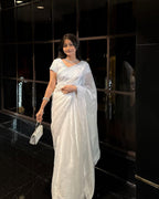 Rich And Partywear Crystal Diamond Work In Pure Soft Burburry Silk