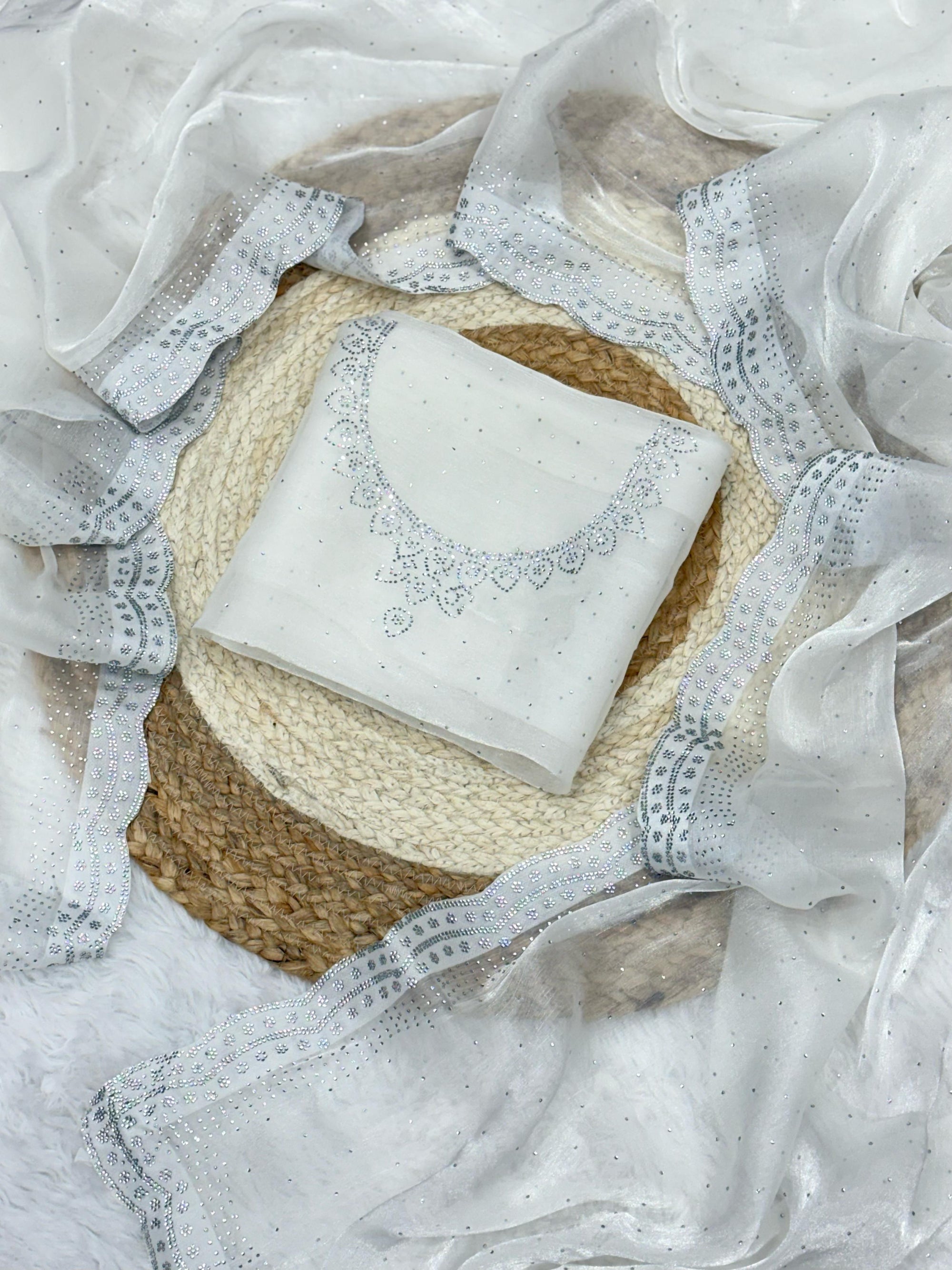 Rich And Partywear Crystal Diamond Work In Pure Soft Burburry Silk