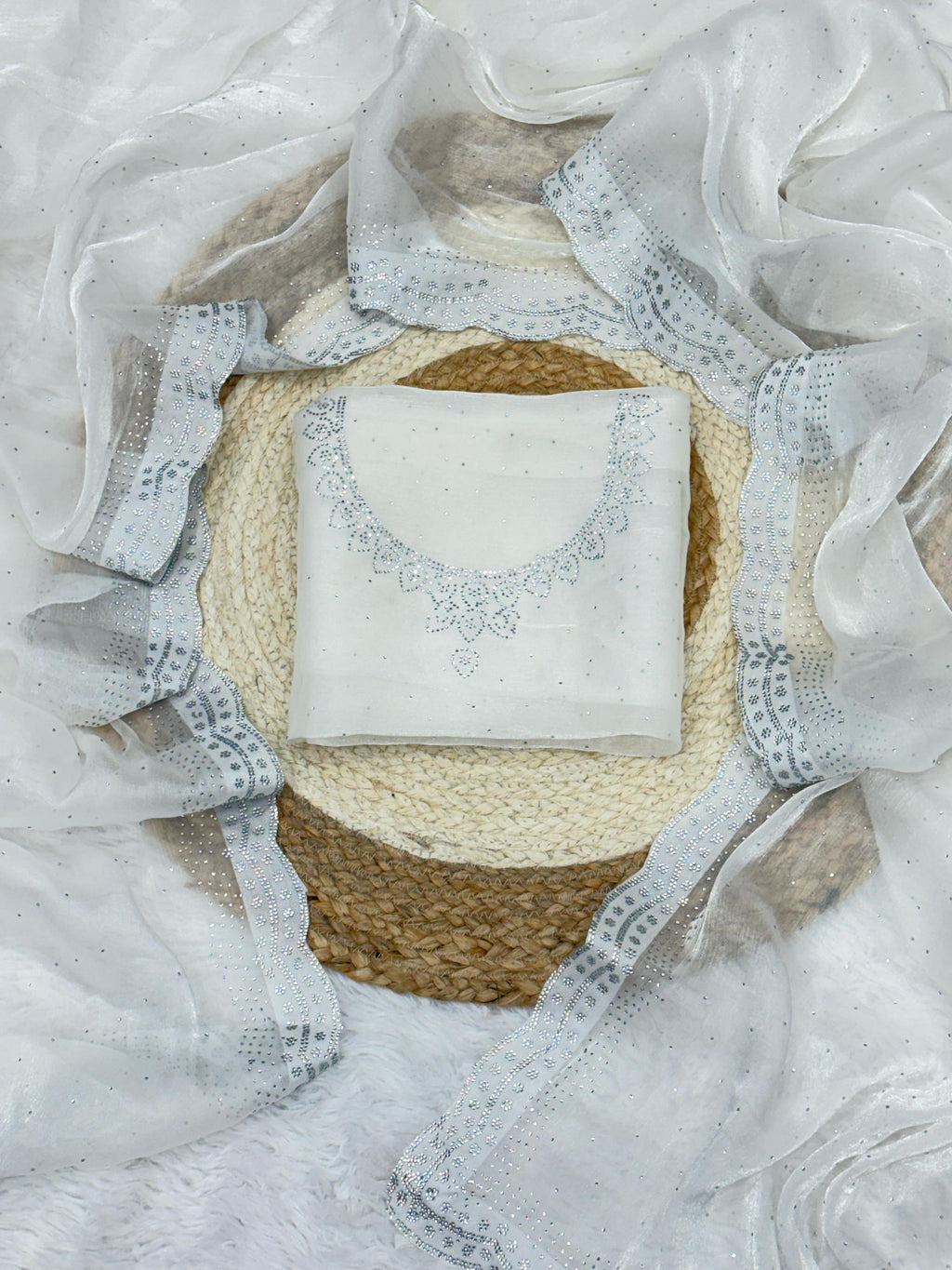 Rich And Partywear Crystal Diamond Work In Pure Soft Burburry Silk