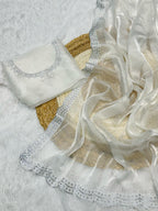 Rich And Partywear Crystal Diamond Work In Pure Soft Burburry Silk