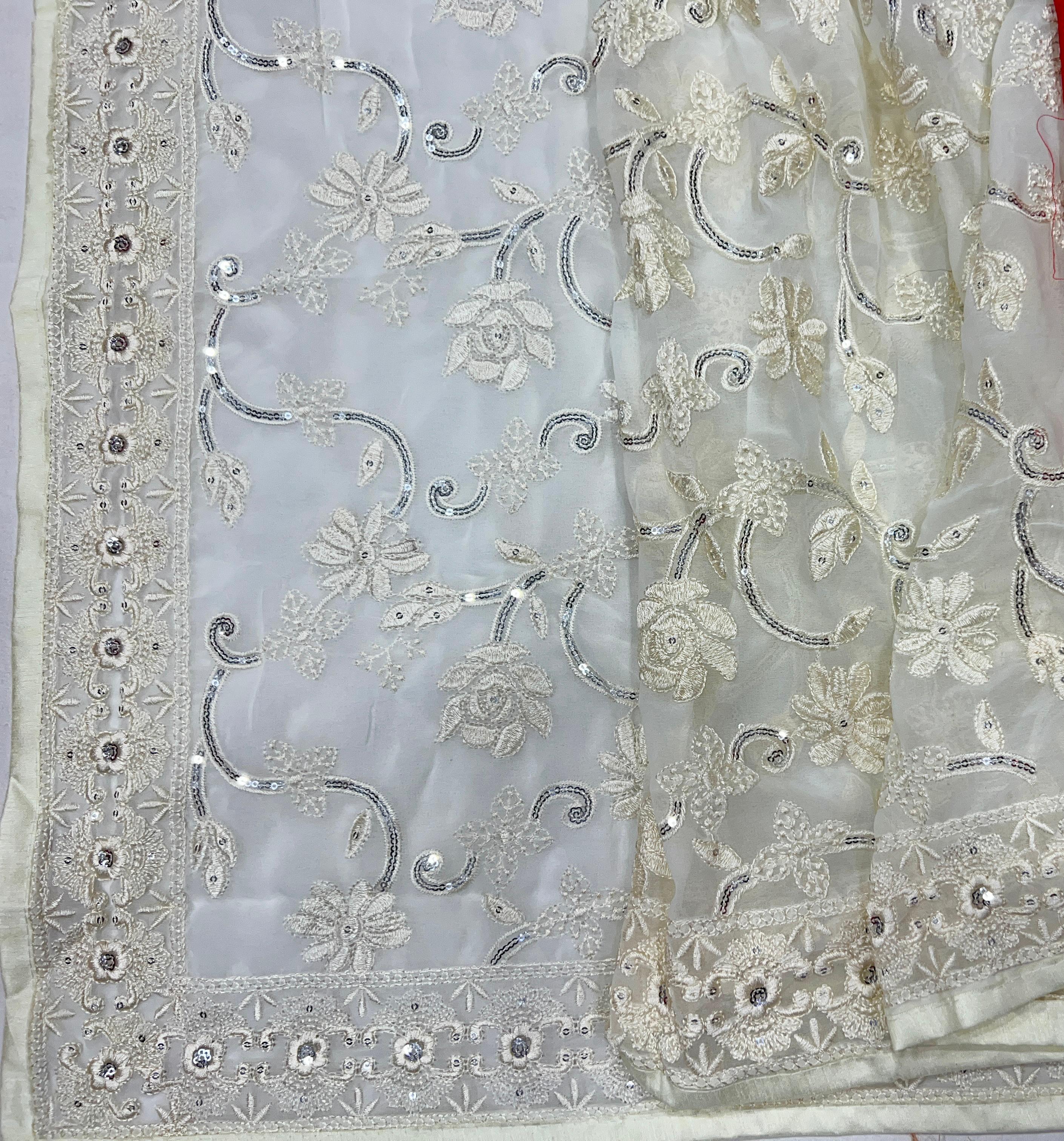 Blooming Georgette With Beautiful C-Pallu Embroidery Multi + 3 MM Sequence Work