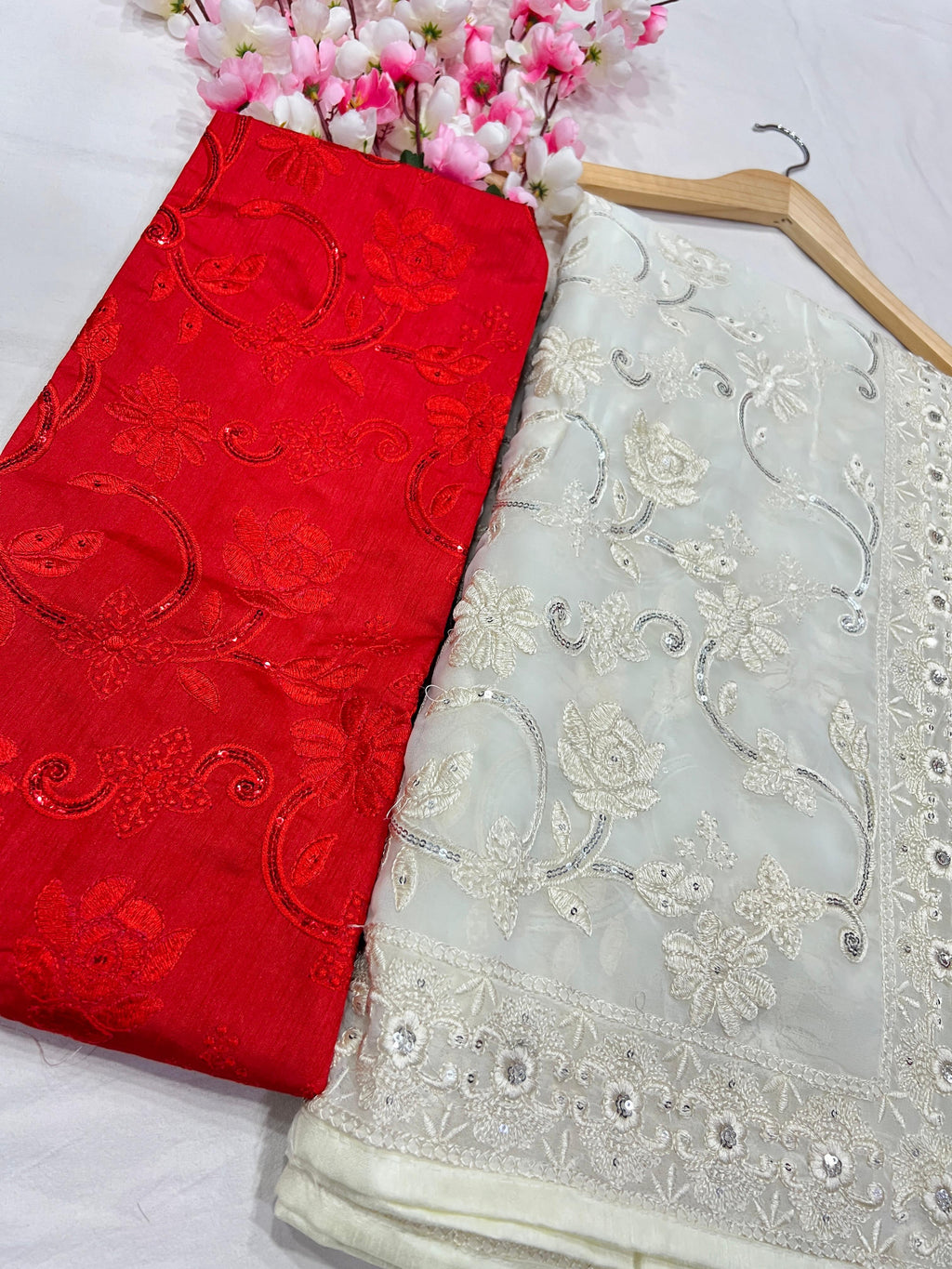 Blooming Georgette With Beautiful C-Pallu Embroidery Multi + 3 MM Sequence Work