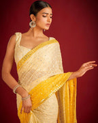 Heavy Fox Georgette With Pedding Print And 7.MM Sequence + Multi🔖 Work In Allover Saree