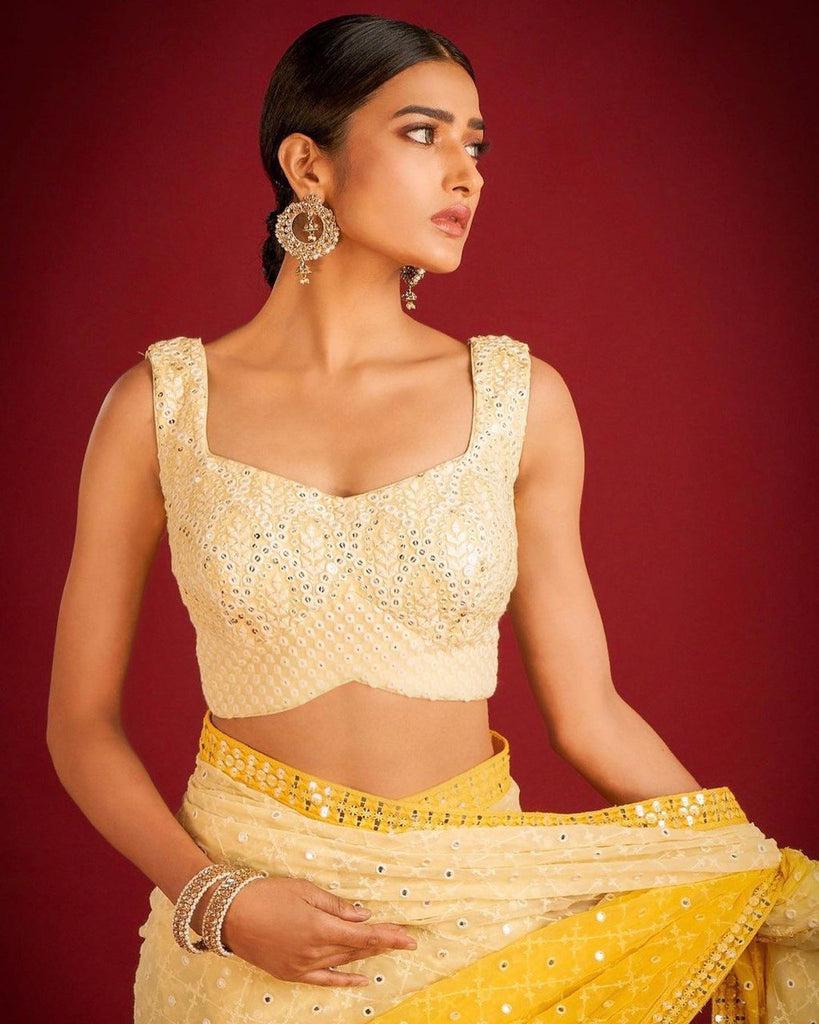 Heavy Fox Georgette With Pedding Print And 7.MM Sequence + Multi🔖 Work In Allover Saree