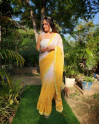 Heavy Fox Georgette With Pedding Print And 7.MM Sequence + Multi🔖 Work In Allover Saree