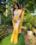 Heavy Fox Georgette With Pedding Print And 7.MM Sequence + Multi🔖 Work In Allover Saree