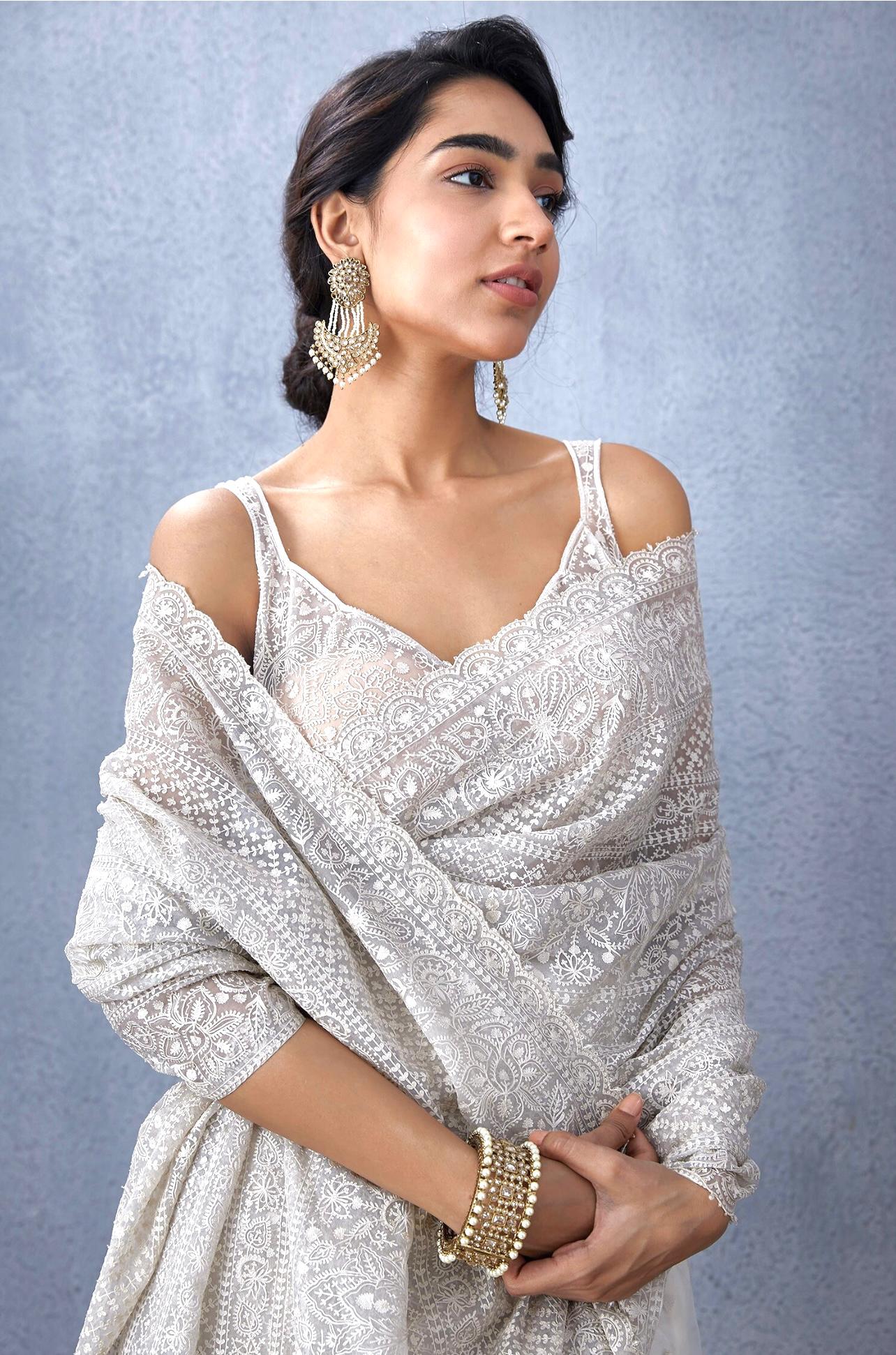 Khadi Organza With Beautiful Multi Embroidery C Pallu Cutwork