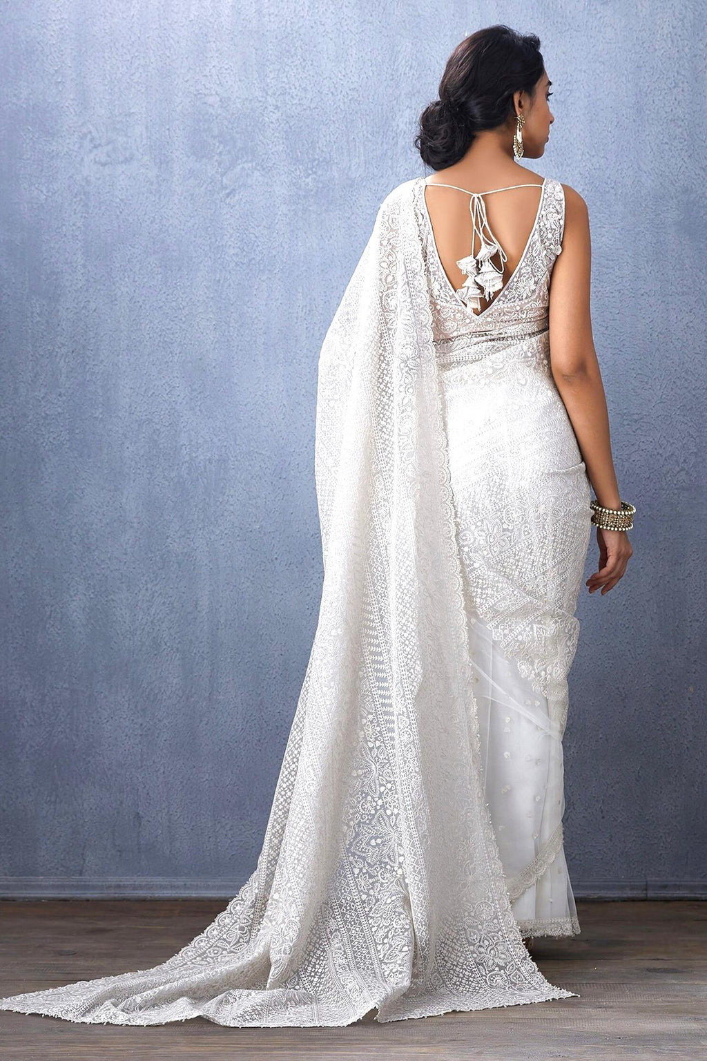 Khadi Organza With Beautiful Multi Embroidery C Pallu Cutwork
