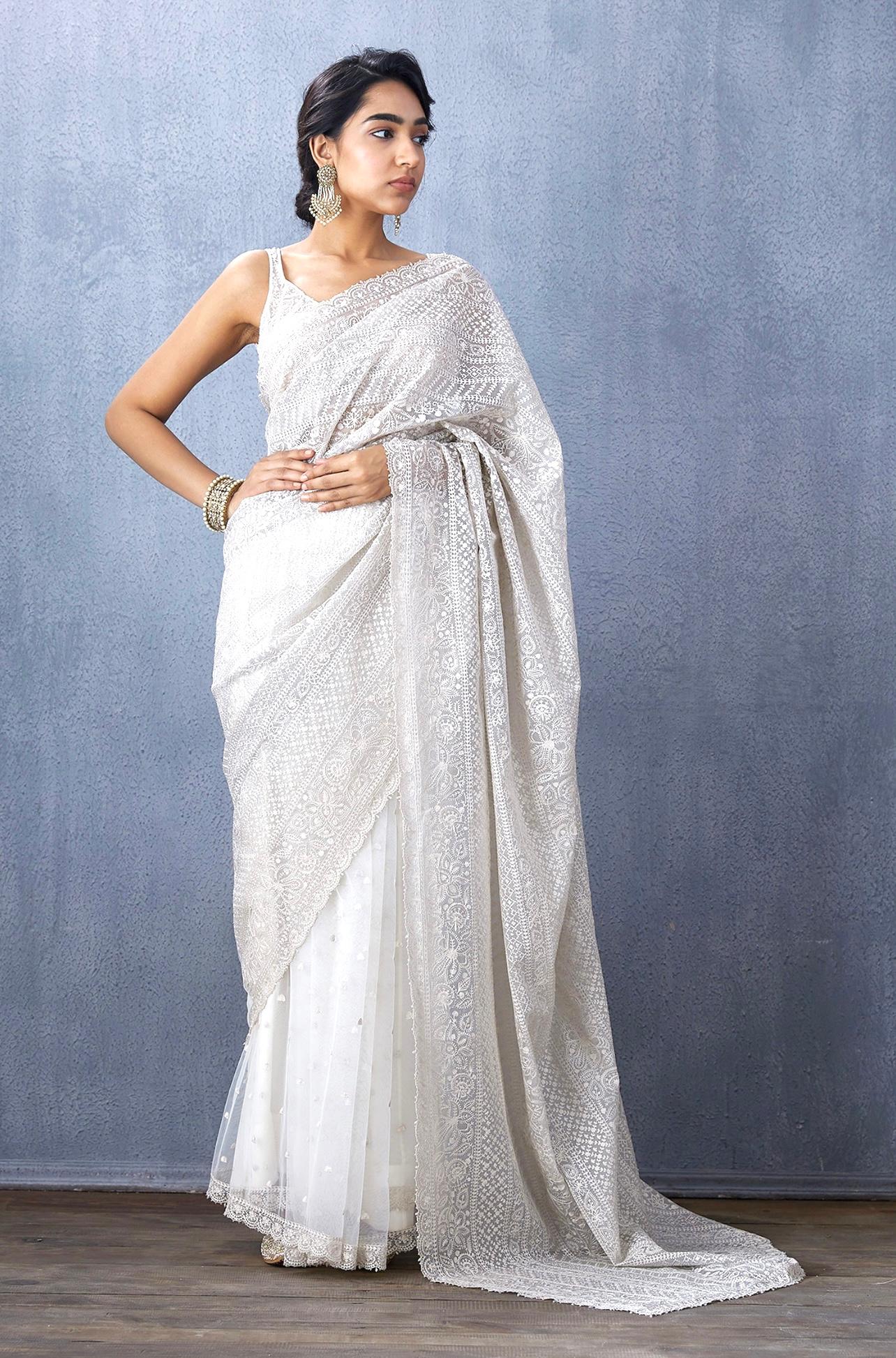 Khadi Organza With Beautiful Multi Embroidery C Pallu Cutwork