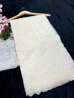 Khadi Organza With Beautiful Multi Embroidery C Pallu Cutwork