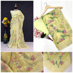 Khadi Organza With Beautiful Multi Embroidery C-Pallu Cutwork