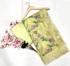 Khadi Organza With Beautiful Multi Embroidery C-Pallu Cutwork