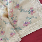 Khadi Organza With Beautiful Multi Embroidery C-Pallu Cutwork