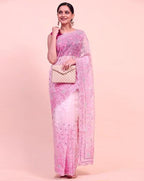 Khadi Organza With Beautiful Multi + 7 M.M Sequence Embroidery Work And C Pallu Cutwork