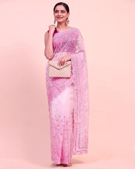 Khadi Organza With Beautiful Multi + 7 M.M Sequence Embroidery Work And C Pallu Cutwork