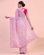 Khadi Organza With Beautiful Multi + 7 M.M Sequence Embroidery Work And C Pallu Cutwork