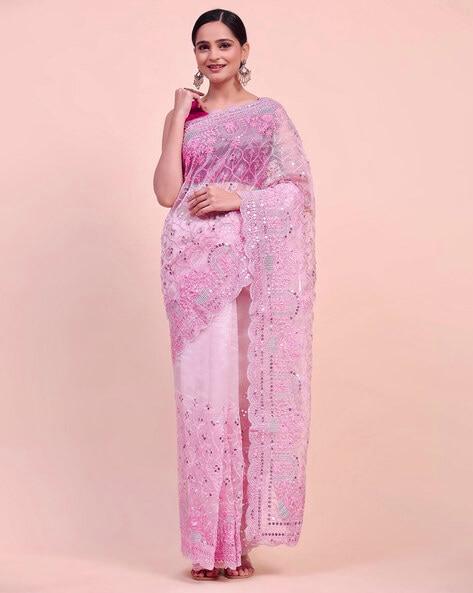 Khadi Organza With Beautiful Multi + 7 M.M Sequence Embroidery Work And C Pallu Cutwork